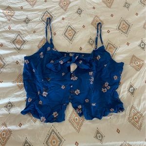 Blue Floral American Eagle Crop Top